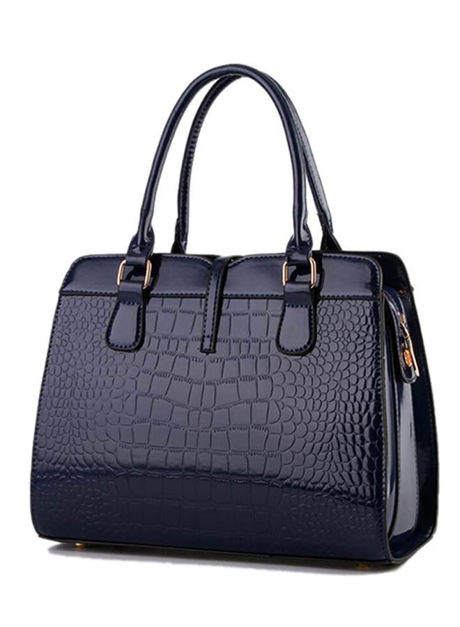 Alligator Pattern Shoulder Bag Navy - Image 2